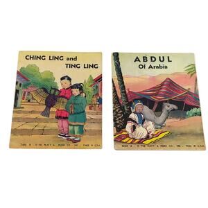VTG Children's Softcover Book Lot 2 Ching Ling & Ting Ling Abdul of Arabia 1936